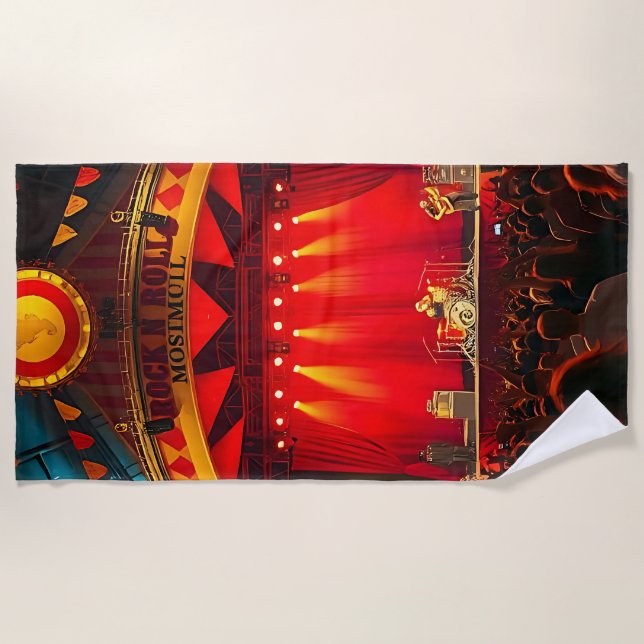 Rock n Roll Concert Stage Beach Towel (Front)