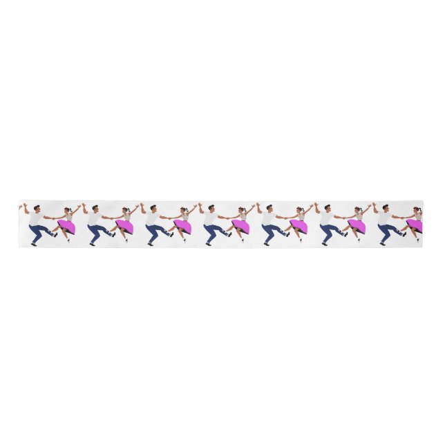 "Rock n Roll" Dancers Satin Ribbon (Front)