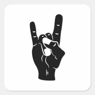 Rock n Roll Devil Horns Square Sticker