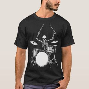 Rock N Roll Drummer Skeleton Playing Drums T-Shirt