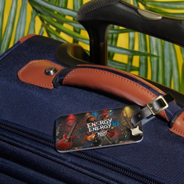 Rock ‘n’ Roll Electric Guitar Luggage Tag (Front Insitu 3)