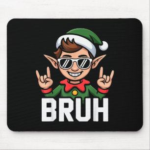 Rock N Roll Elf Bruh Funny Saying Meme Boys Men Ch Mouse Pad