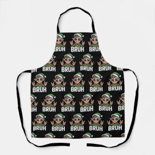 Rock n Roll Elf Bruh Funny Saying Meme Christmas  Apron