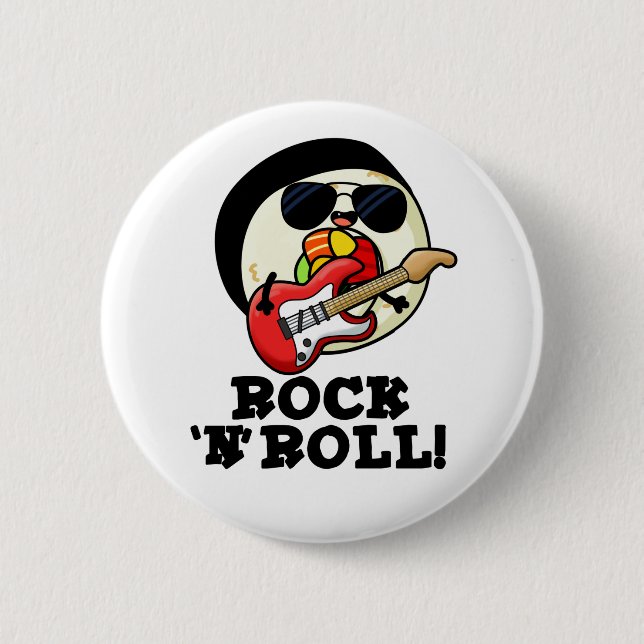 Rock n Roll Funny Sushi Roll Pun 6 Cm Round Badge (Front)