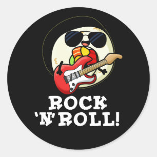 Rock n Roll Funny Sushi Roll Pun Dark BG Classic Round Sticker