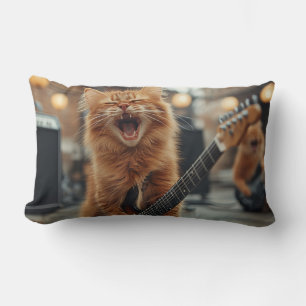 Rock N Roll Ginger Guitar Cat Rockstar Lumbar Cushion
