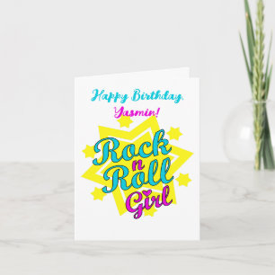 Rock n Roll Girl Happy Birthday Card