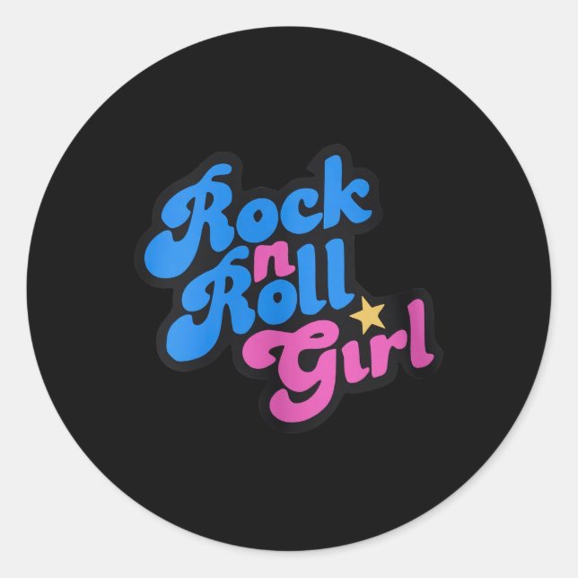Rock N Roll Girl Ocean Fish Halloween Costumes Gro Classic Round Sticker (Front)