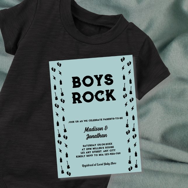 Rock N Roll Guitar Baby Boy Shower  Invitation (Rock N Roll Guitar Baby Boy Shower Invitation)