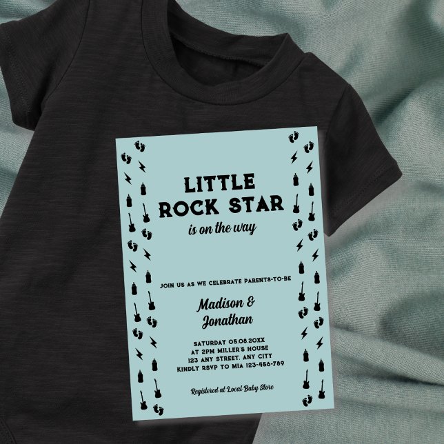  Rock N Roll Guitar Baby Boy Shower Rock Star Invitation (Rock N Roll Guitar Baby Boy Shower Rock Star Invitation)