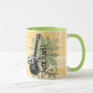 Rock n Roll Guitar Barnwood Typography Retro Hand Mug