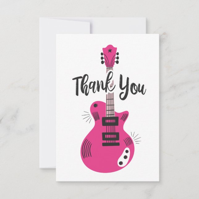 Rock N Roll Guitar Flat Thank You Card (Front)