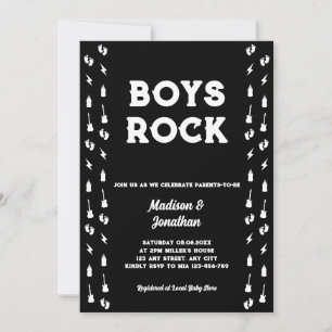 Rock N Roll Guitar Music Edgy Boy Baby Shower Invitation