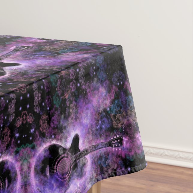 Rock N Roll Guitar Purple Tablecloth Rock Music (In Situ)