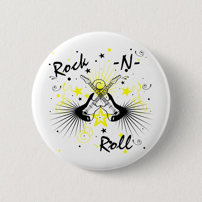 Rock n Roll Guitars 6 Cm Round Badge (Front)