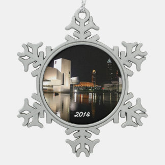 Rock n' Roll Hall of Fame, Cleveland Snowflake Pewter Christmas Ornament