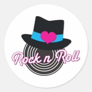 Rock n Roll hat Classic Round Sticker