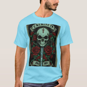 Rock 'n' Roll Inferno: Skull & Flames Banner Tee. T-Shirt