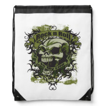 Rock n Roll Is My Life Skull Drawstring Bag