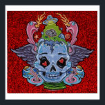 'Rock n' Roll Lobotomy' art print- (pop surreal) Poster<br><div class="desc">Large full colour art poster print of my painting 'Rock n' Roll Lobotomy'. Superb print quality and ready for framing. Tattoo your walls today!</div>