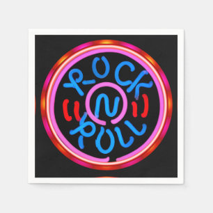 Rock n Roll Music Neon Sign Look Party Napkins