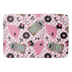 Rock n Roll Pattern Pink Bath Mat