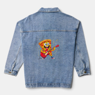 **Rock ’n’ Roll Pizza – Funny Guitar-Playing Slice Denim Jacket