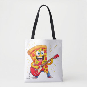 **Rock ’n’ Roll Pizza – Funny Guitar-Playing Slice Tote Bag
