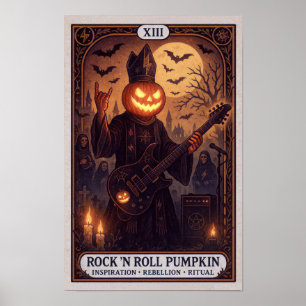 Rock ’N Roll Pumpkin Poster – Gothic Tarot Card 