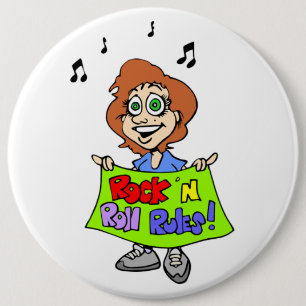 ROCK 'N ROLL RULES 6 CM ROUND BADGE