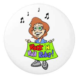 ROCK 'N ROLL RULES CERAMIC KNOB