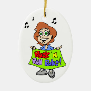 ROCK 'N ROLL RULES CERAMIC TREE DECORATION