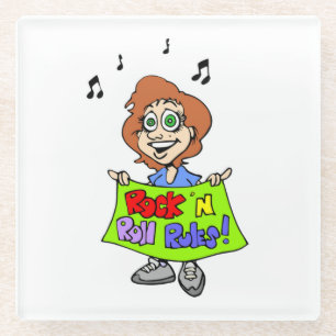 ROCK 'N ROLL RULES GLASS COASTER