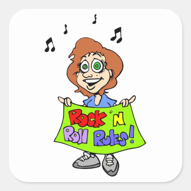 ROCK 'N ROLL RULES SQUARE STICKER (Front)