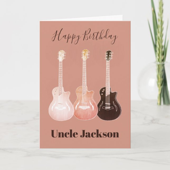 Rock n Roll Rustic Guitars Uncle Name Card (Front)