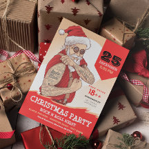 Rock N Roll Santa Claus Christmas Party Invitation