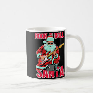 Rock N Roll Santa Playing Guitar Christmas Coffee Mug