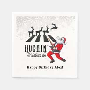 Rock N Roll Santa Rockin' Birthday Christmas Party Napkin