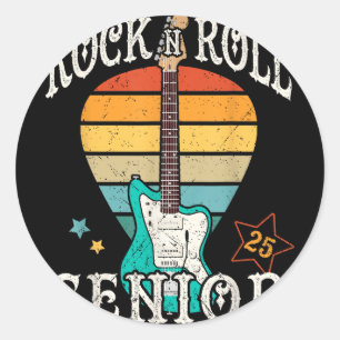 Rock N Roll Senior 25 Vintage Cool Graduate 2025 G Classic Round Sticker