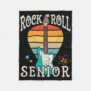 Rock N Roll Senior 25 Vintage Cool Graduate 2025 G Fleece Blanket
