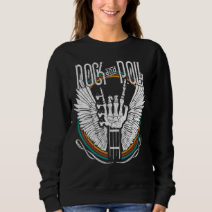 Rock N Roll Skeleton Guitar Rock Music Concert Sweatshirt