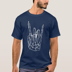 Rock n Roll Skeleton Hand Cool Halloween Rock T-Shirt
