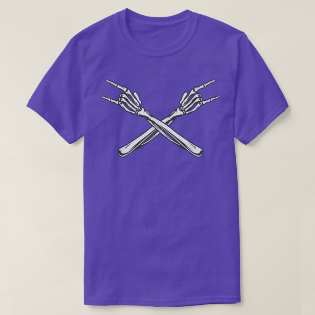 Rock n Roll Skeleton Hands Halloween bones  T-Shirt (Design Front)