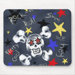 Rock-N-Roll Skull 1980's catch phrase mouse pad