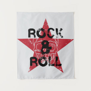 Rock n Roll Skull Art Tapestry