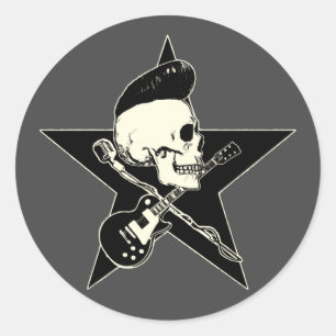Rock-n-Roll Skull Classic Round Sticker