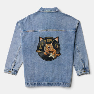 Rock N Roll Soul Vintage Cat Guitarist Denim Jacket