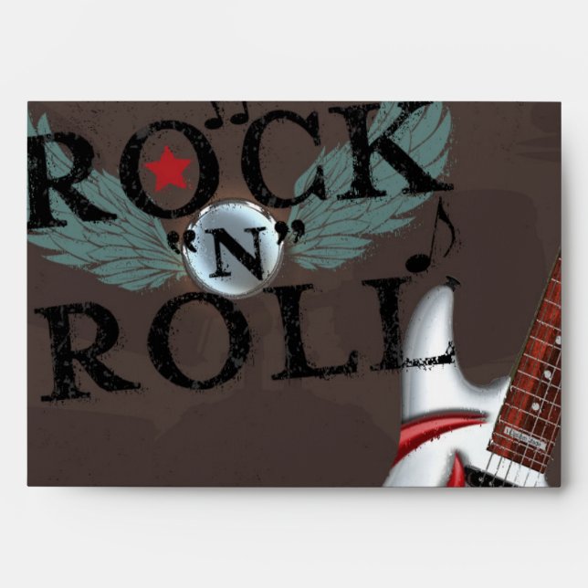 Rock N Roll Star Grunge Birthday Party Invitation Envelopes (Front)