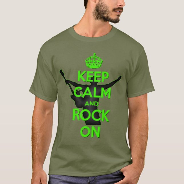 Rock n Roll Theme Keep Calm and Rock On T-Shirt (Front)
