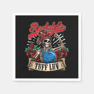 Rock n Roll Tuff Luv Rockabella Girl Skull Roses Napkin